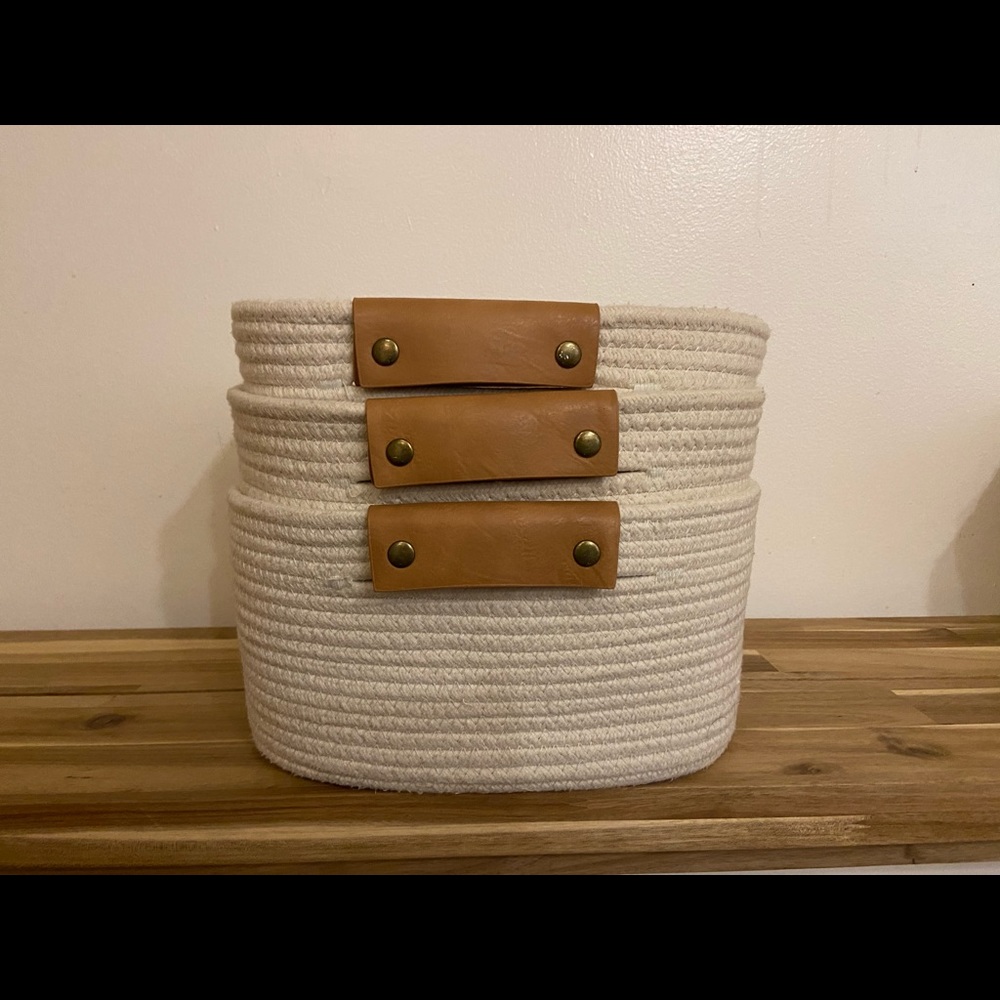 3 Cream Coiled Baskets with Handles from Target